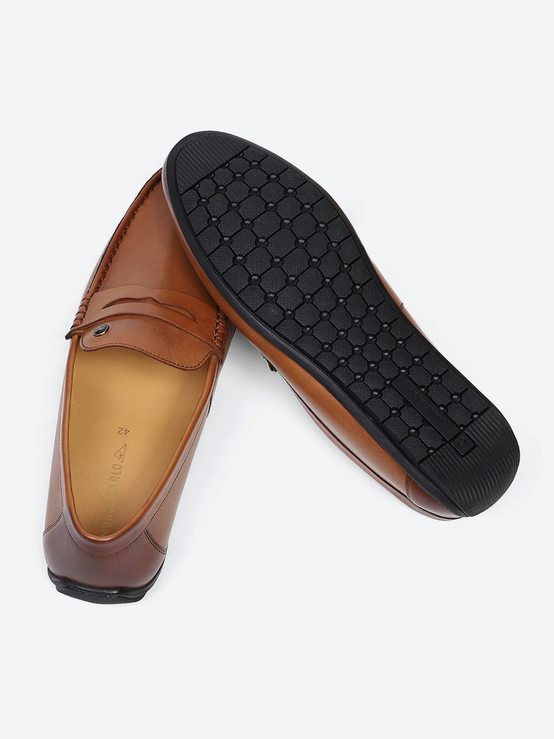 Men Tan Slip on Genuine Leather Loafers