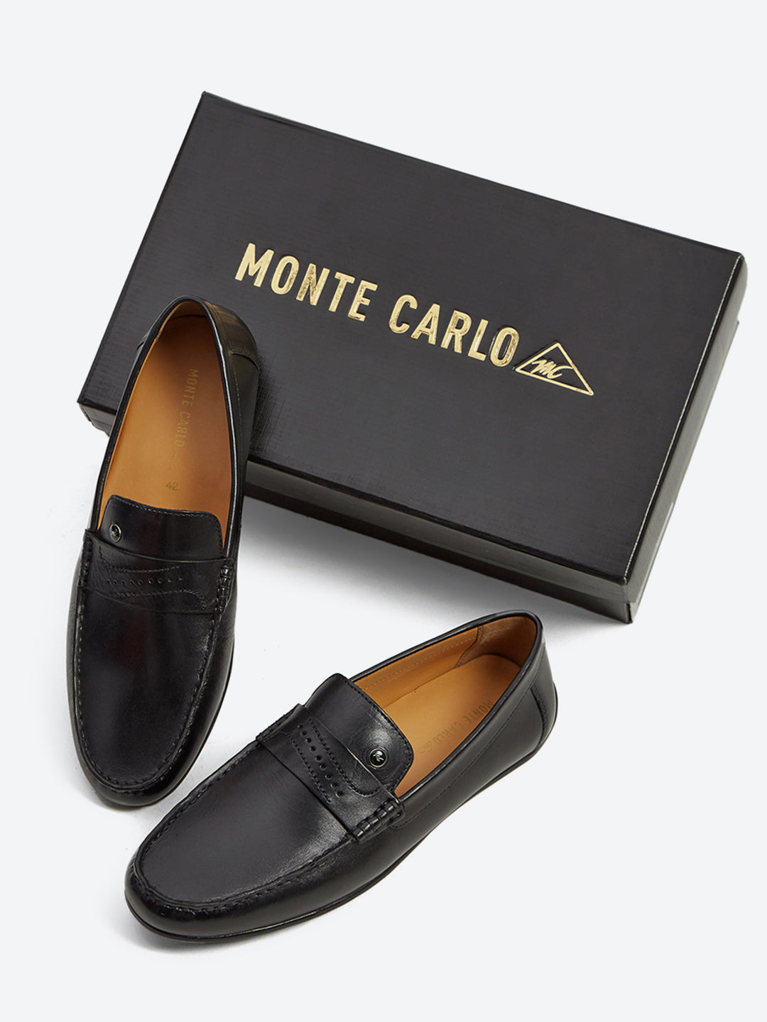Men Black Slip on Genuine Leather Loafers