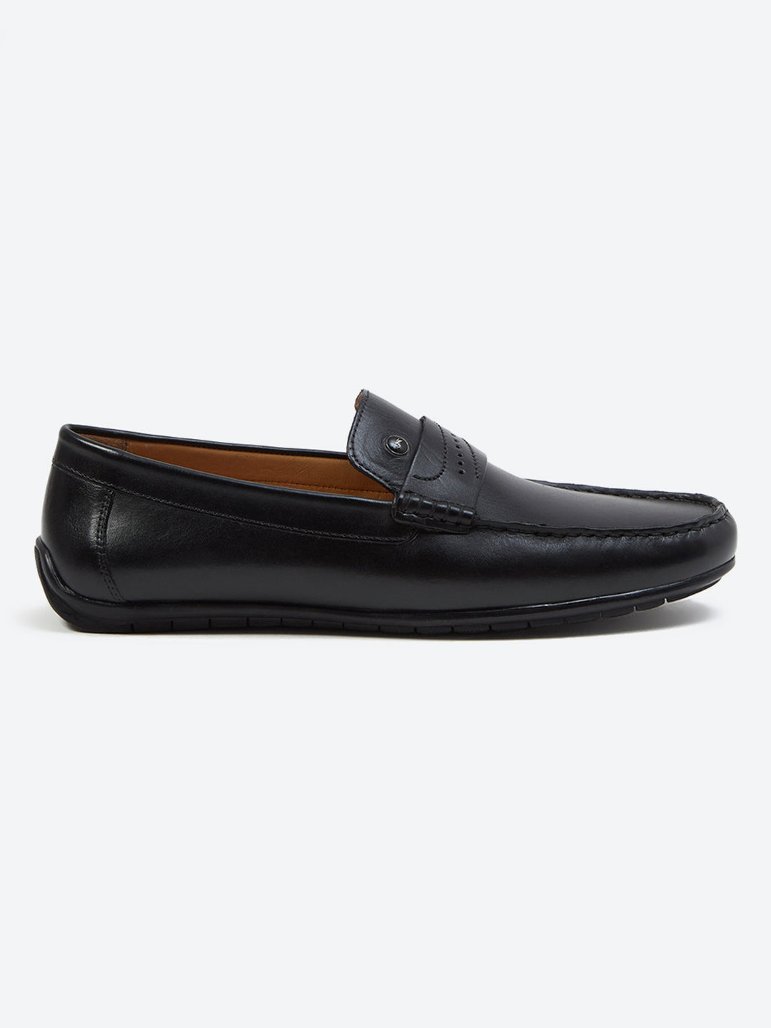 Men Black Slip on Genuine Leather Loafers