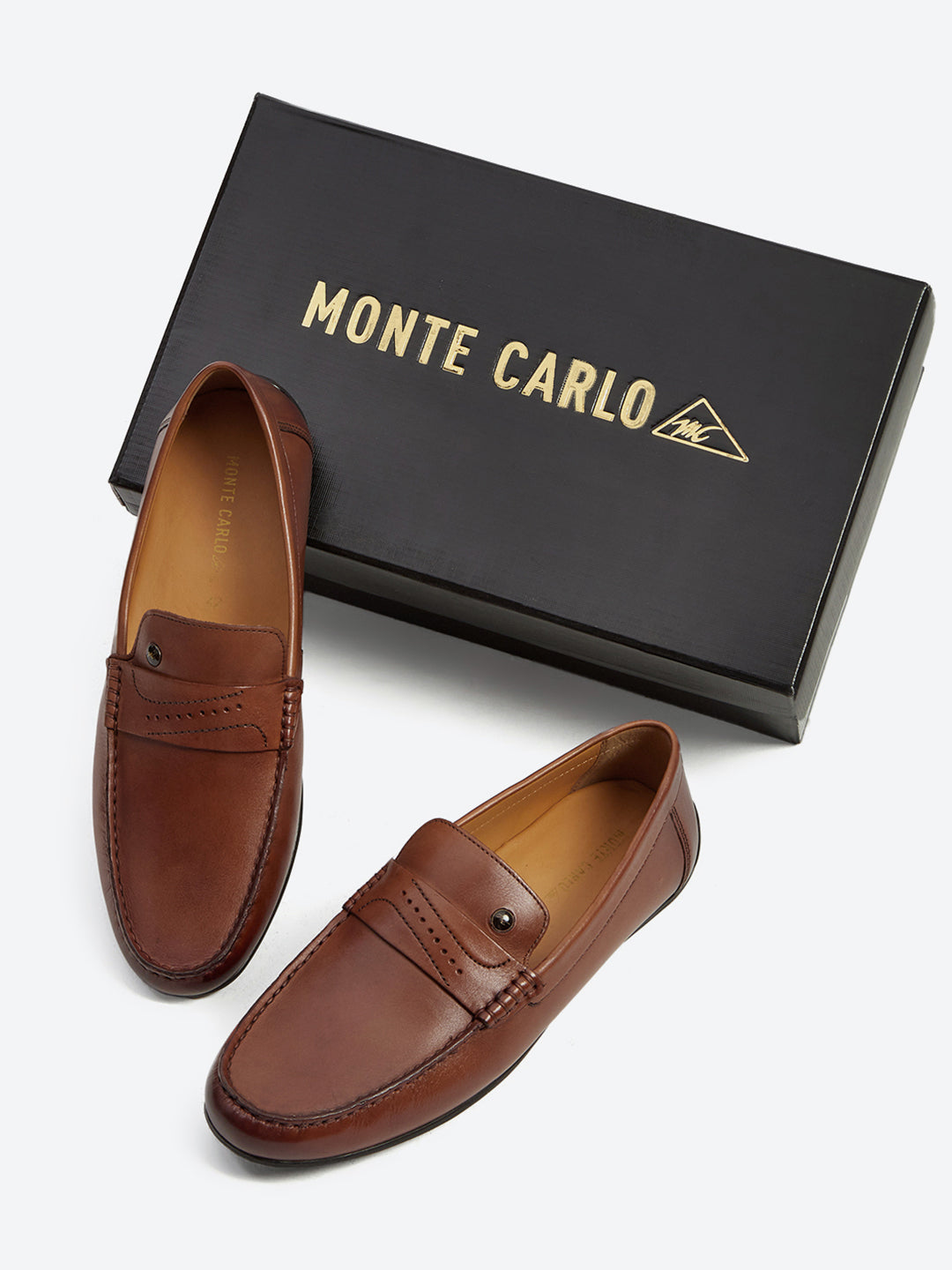 Men Tan Slip on Genuine Leather Loafers