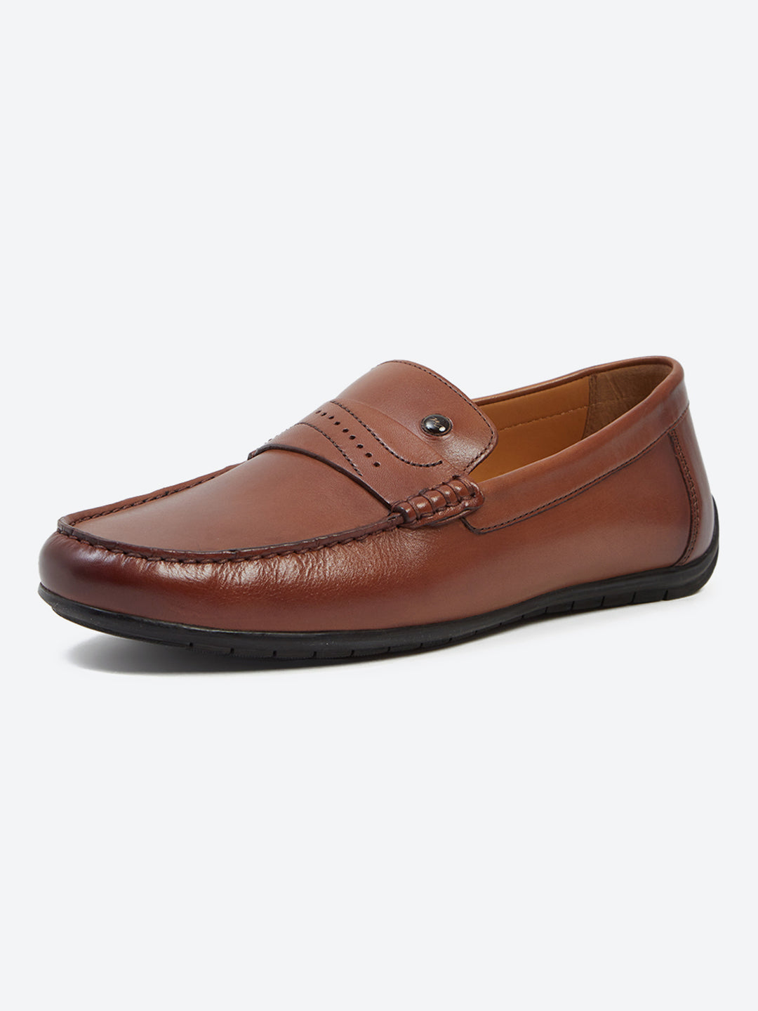 Men Tan Slip on Genuine Leather Loafers
