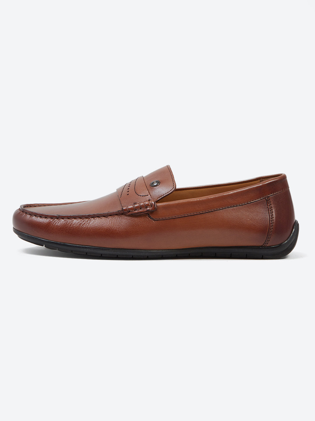 Men Tan Slip on Genuine Leather Loafers