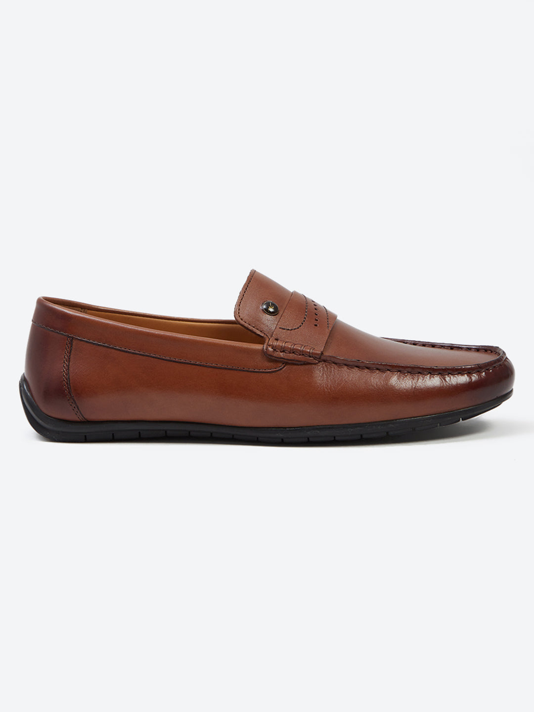 Men Tan Slip on Genuine Leather Loafers