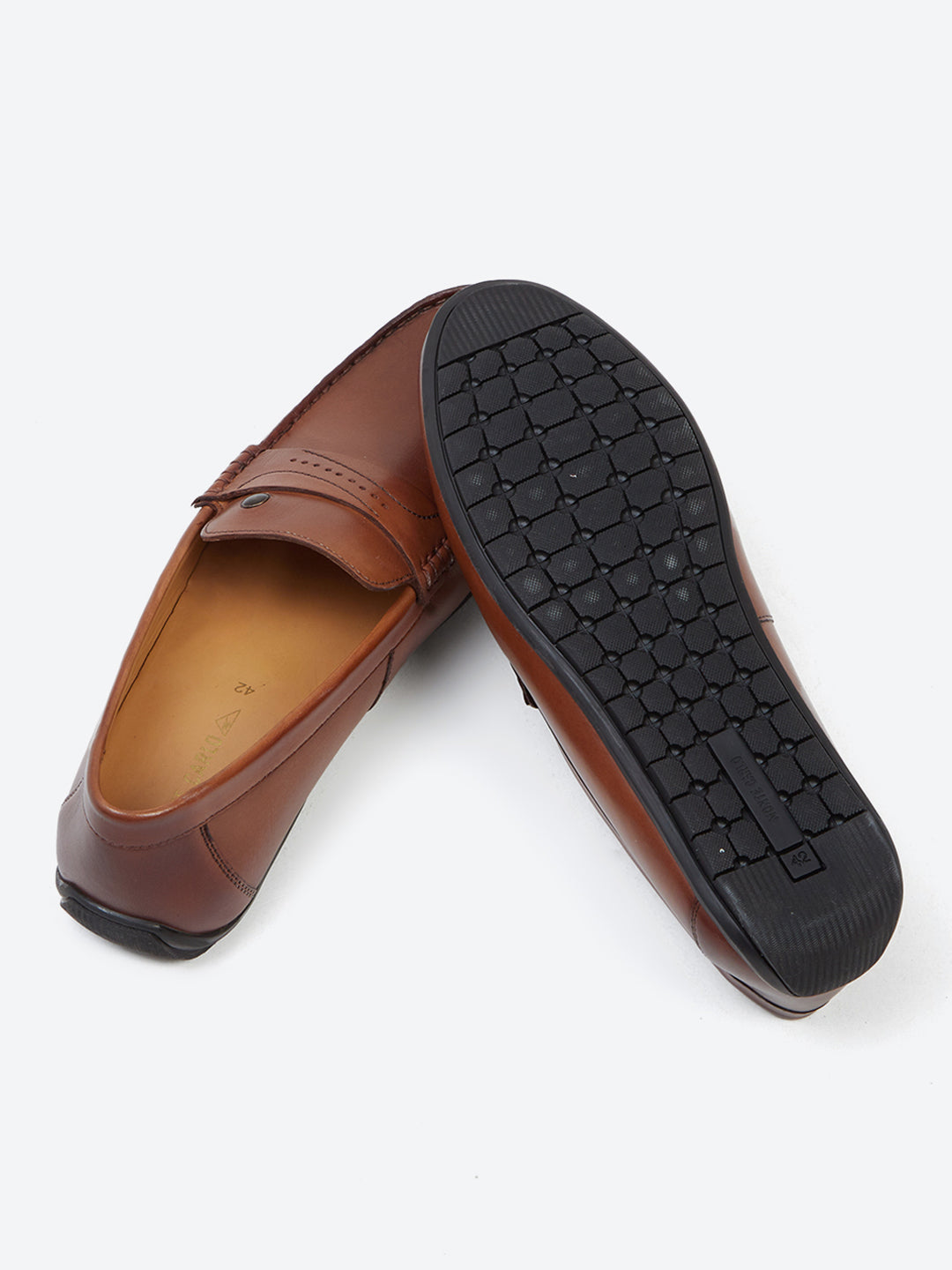 Men Tan Slip on Genuine Leather Loafers