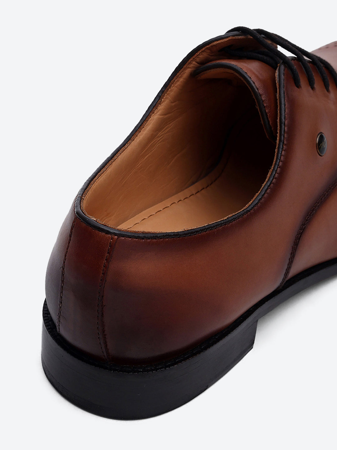 Men Tan Genuine Leather Comfortable Lace-Up Formal Derby Shoes