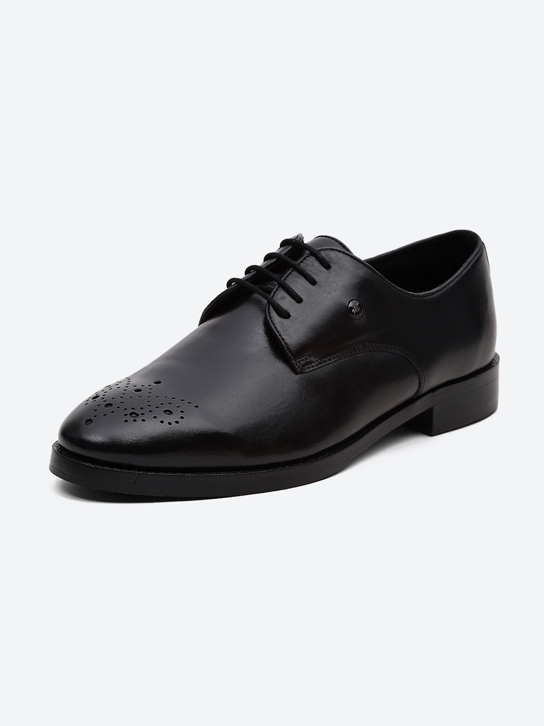 Men Black Genuine Leather Comfortable Lace-Up Formal Derby Shoes