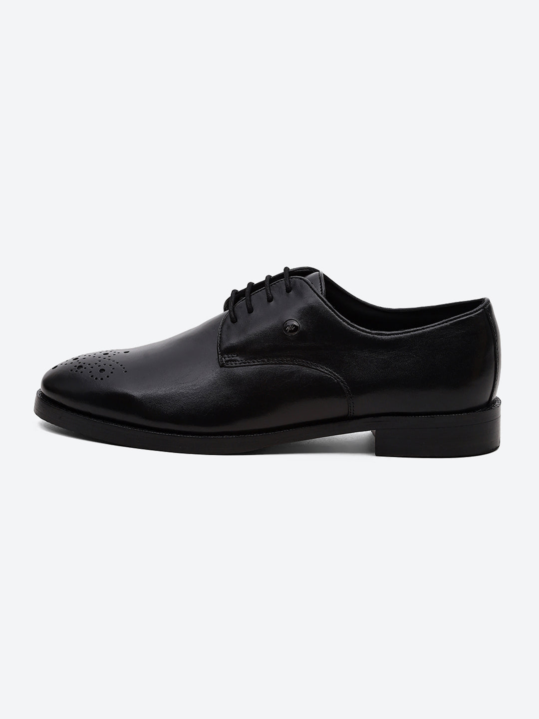 Men Black Genuine Leather Comfortable Lace-Up Formal Derby Shoes