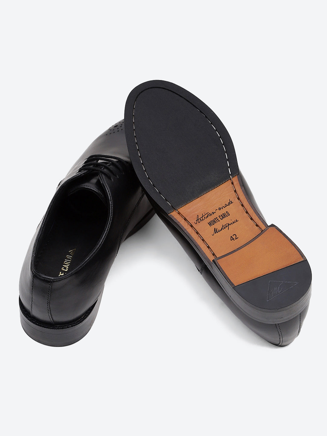 Men Black Genuine Leather Comfortable Lace-Up Formal Derby Shoes