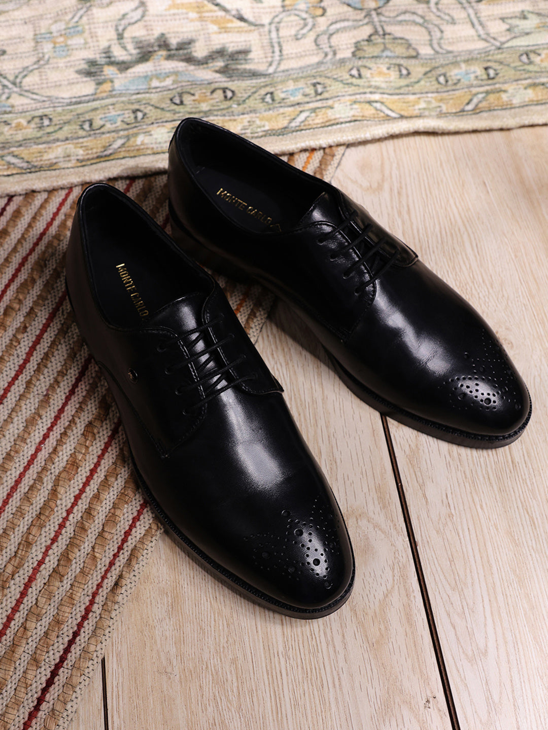 Men Black Genuine Leather Comfortable Lace-Up Formal Derby Shoes