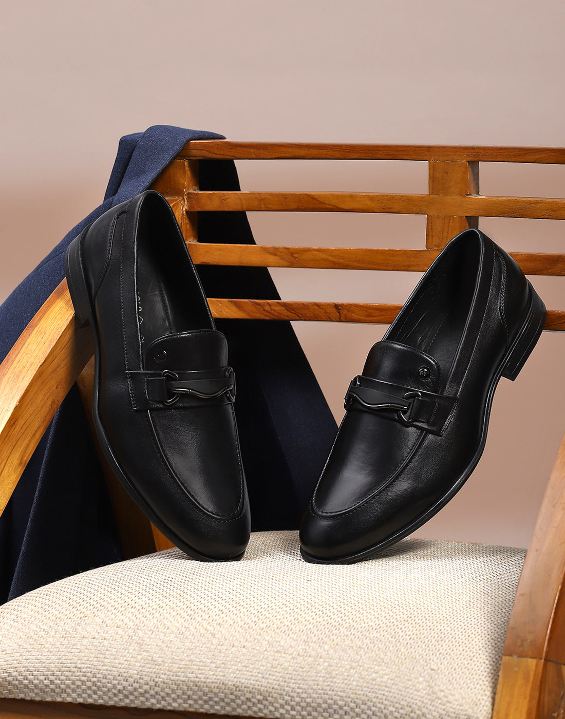 Men Black Slip on Genuine Leather Loafers