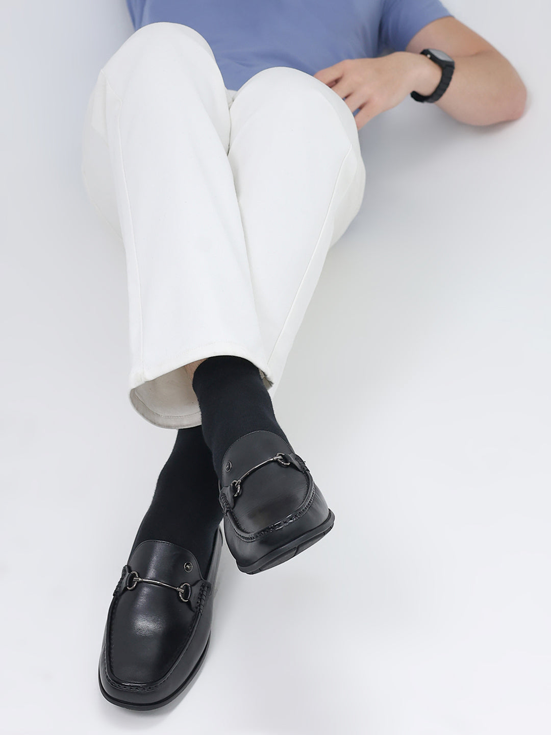 Men Black Slip on Genuine Leather Loafers