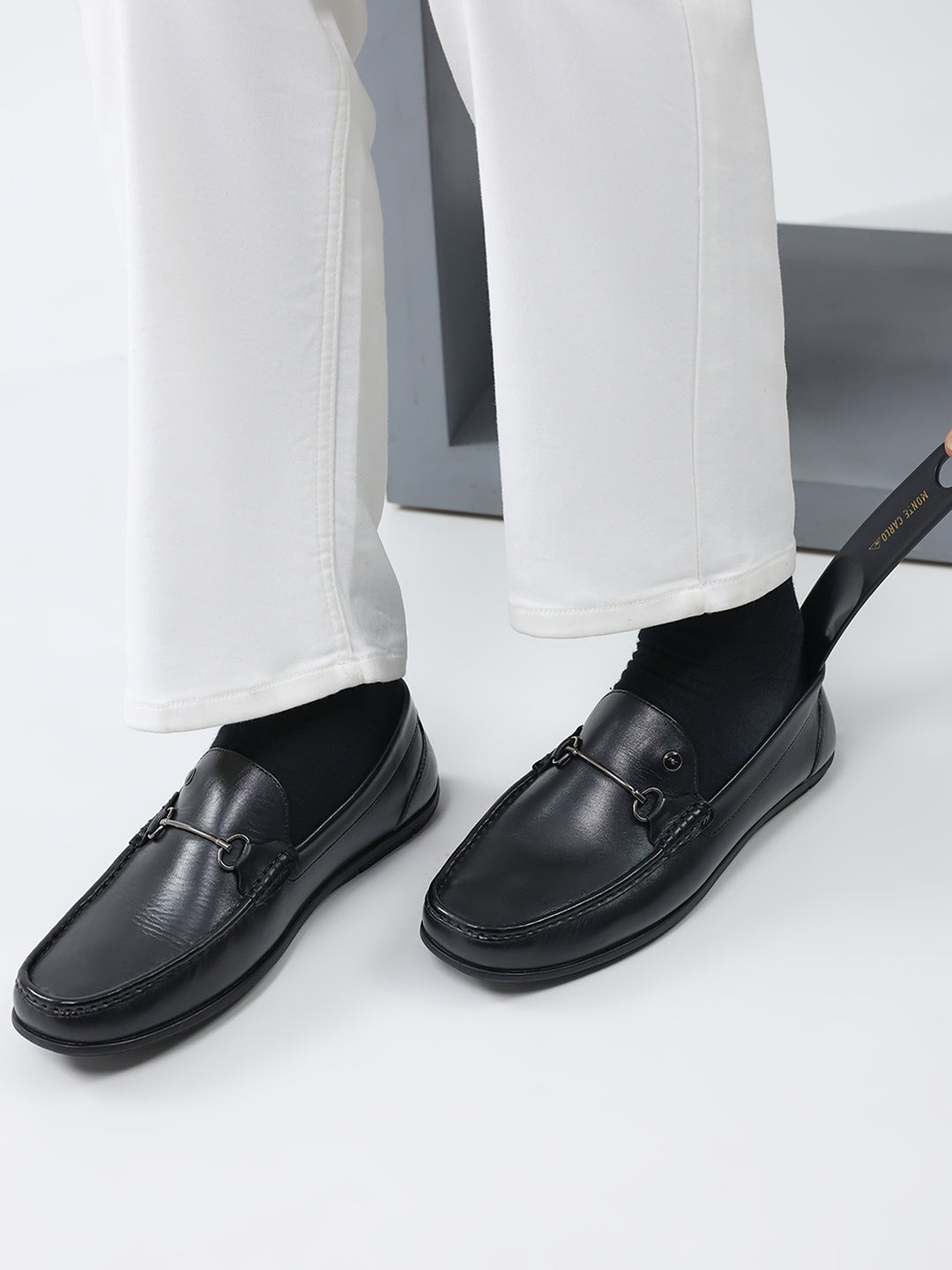 Men Black Slip on Genuine Leather Loafers