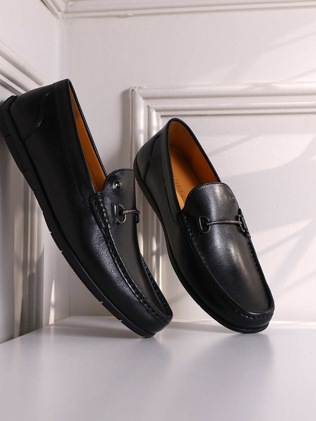 Men Black Slip on Genuine Leather Loafers