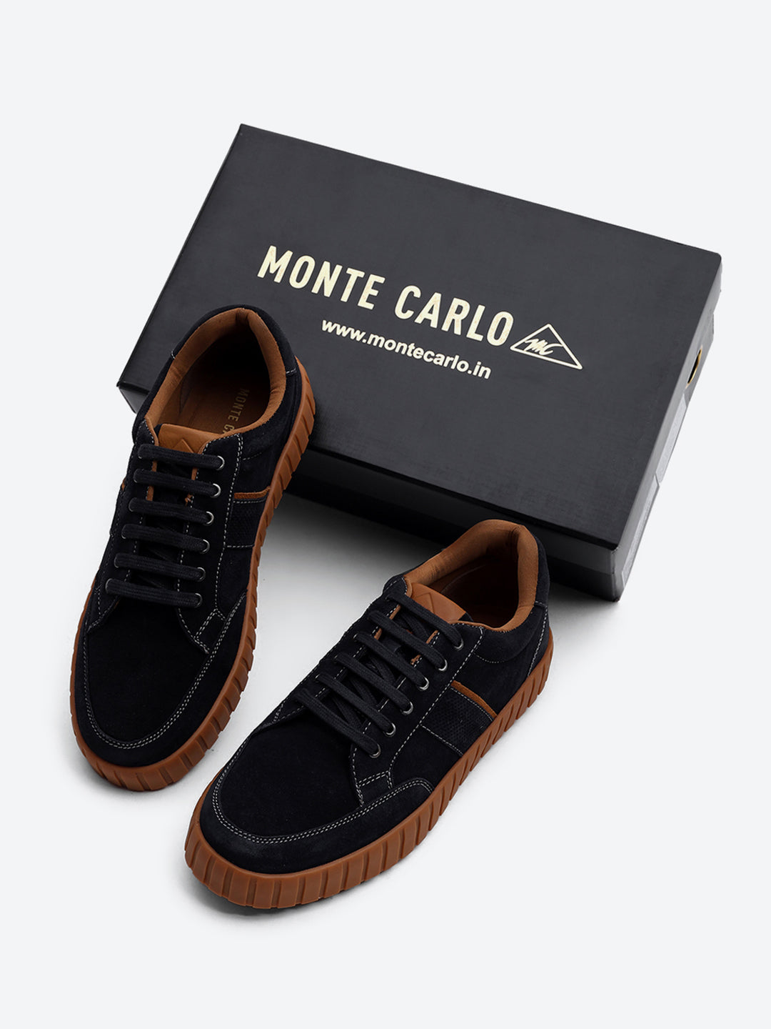 Men Blue Lace Up Genuine Leather Sneaker