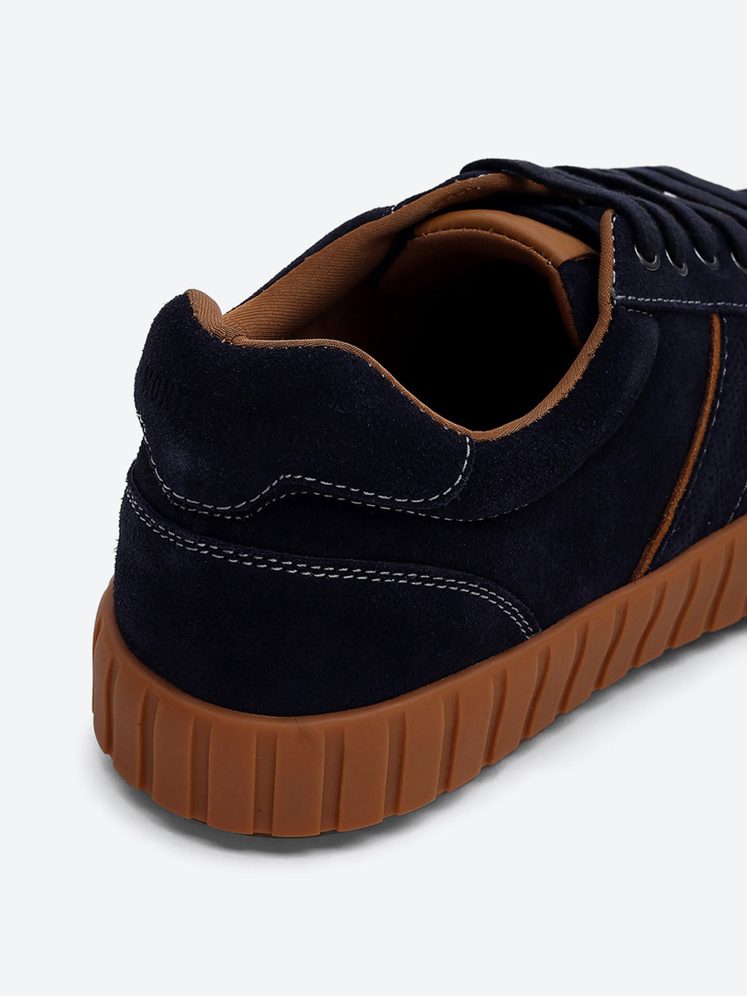 Men Blue Lace Up Genuine Leather Sneaker