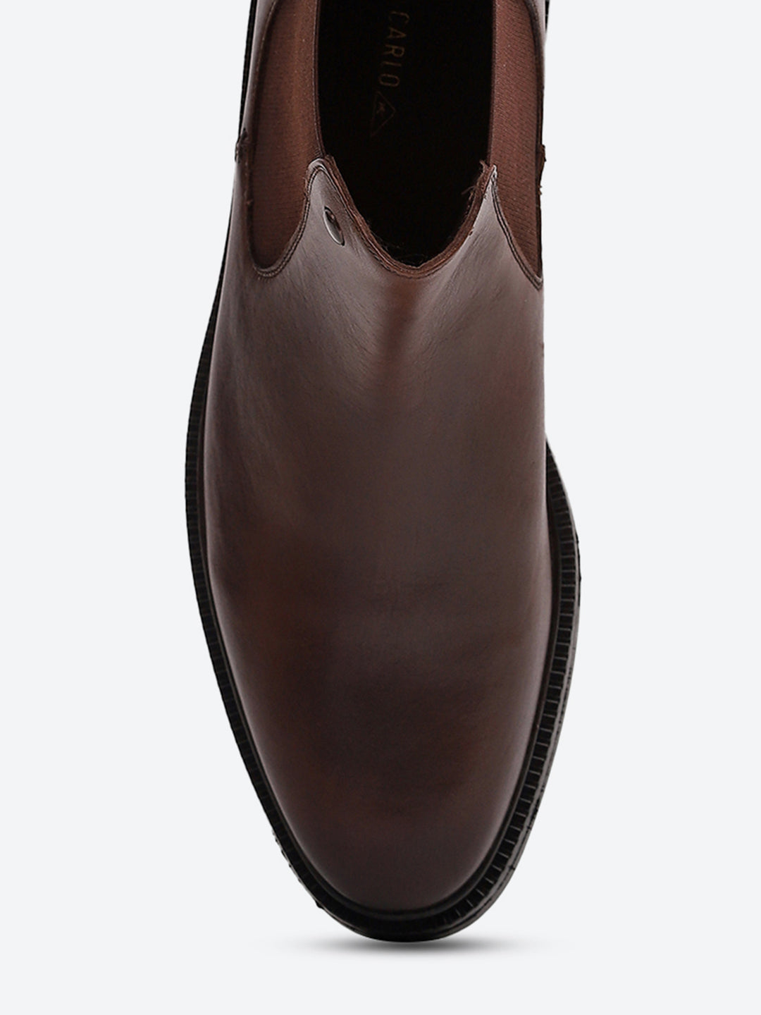 Men Brown Elastic Genuine Leather Chelsea Boots