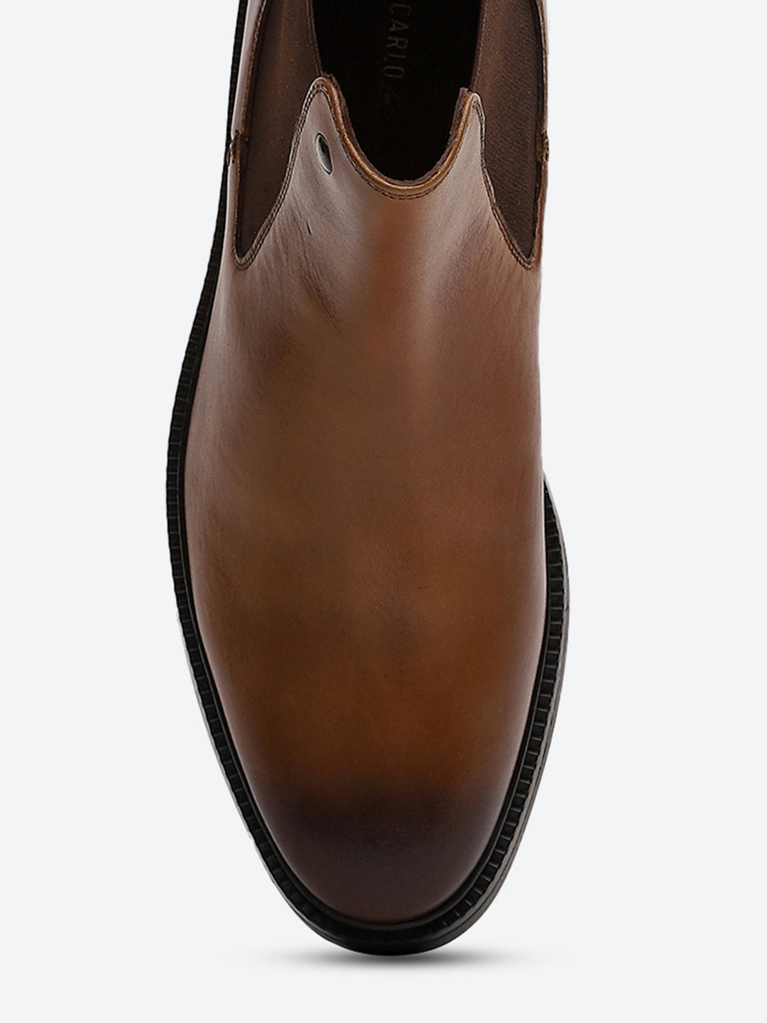 Men Tan Elastic Genuine Leather Chelsea Boots