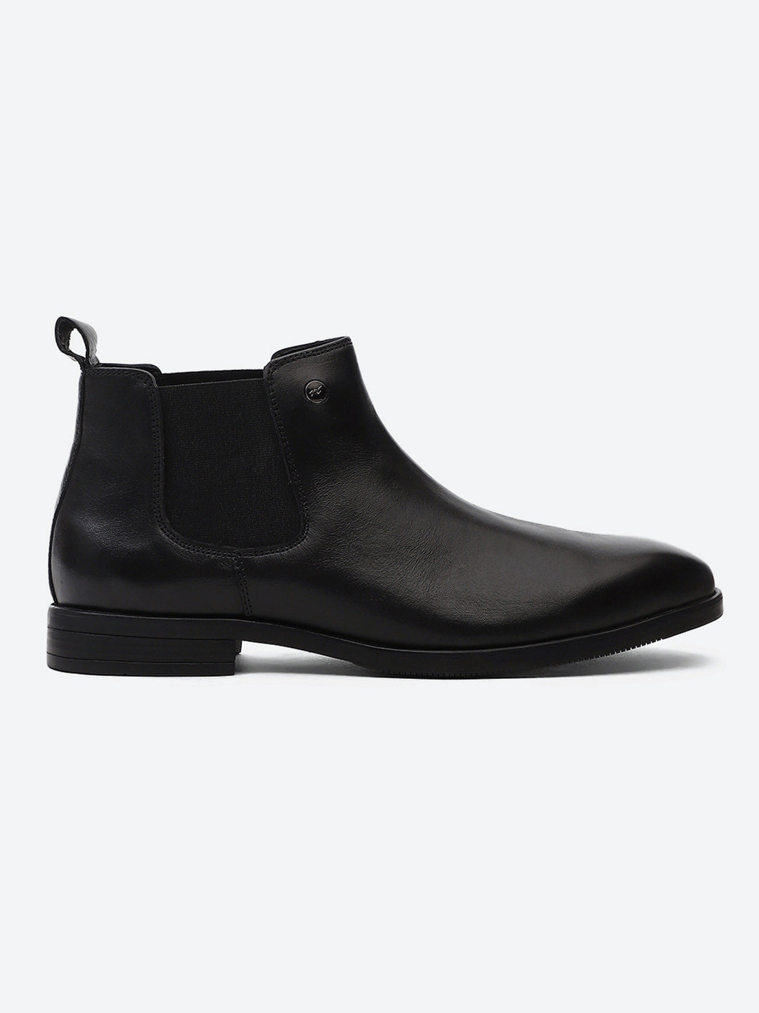 Men Black Elastic Genuine Leather Chelsea Boots