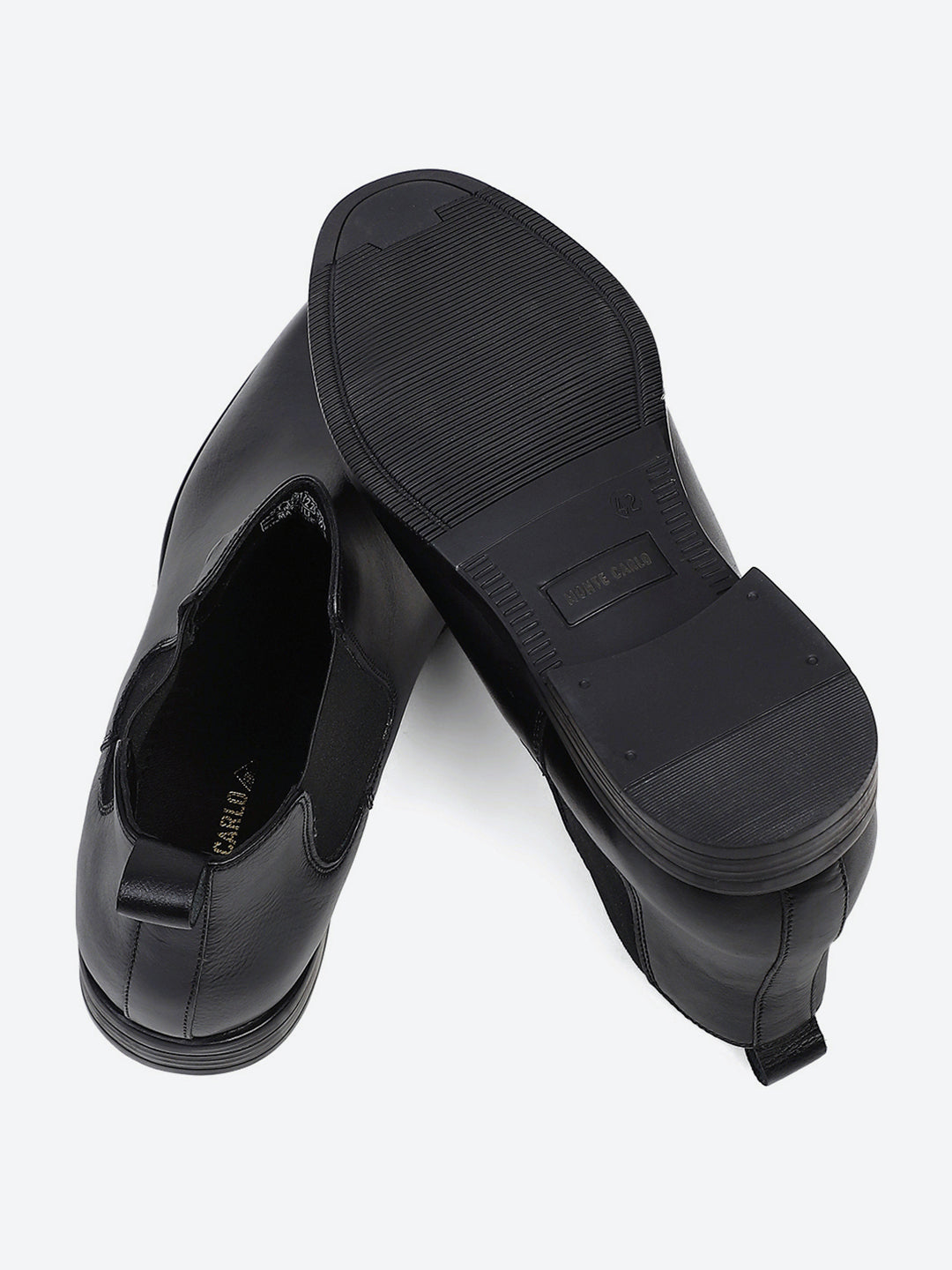 Men Black Elastic Genuine Leather Chelsea Boots