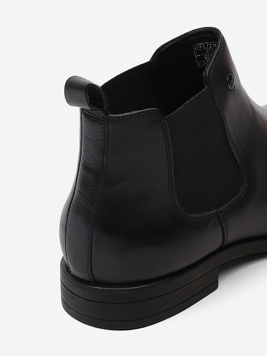 Men Black Elastic Genuine Leather Chelsea Boots