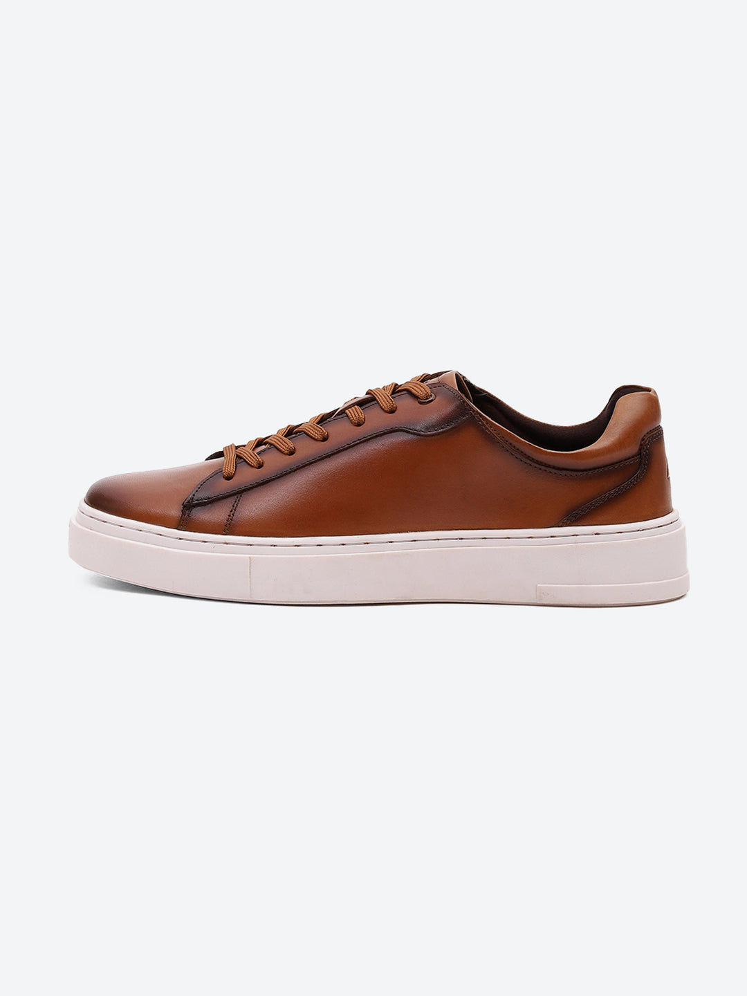 Men Tan Lace Up Genuine Leather Sneaker