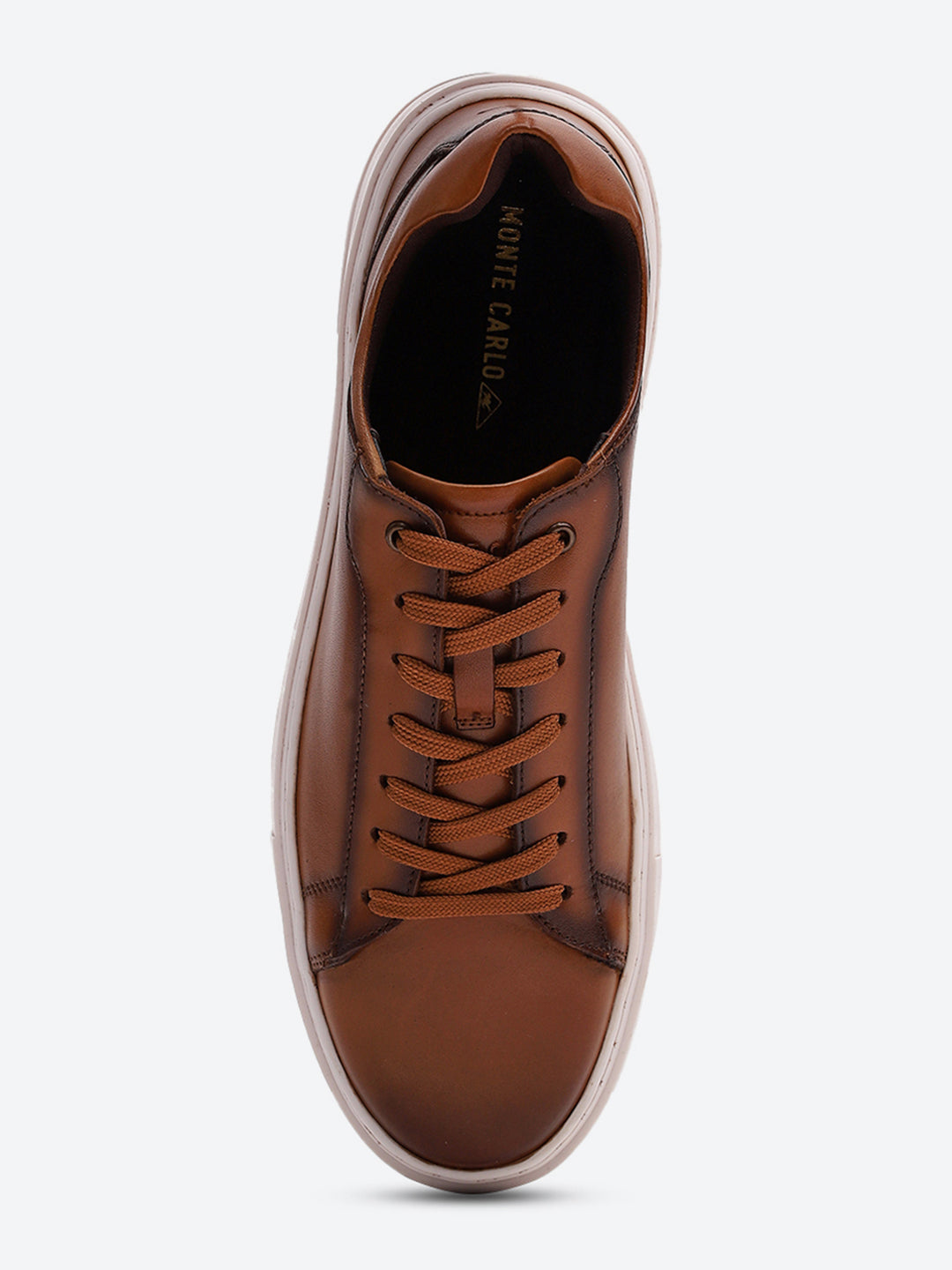 Men Tan Lace Up Genuine Leather Sneaker