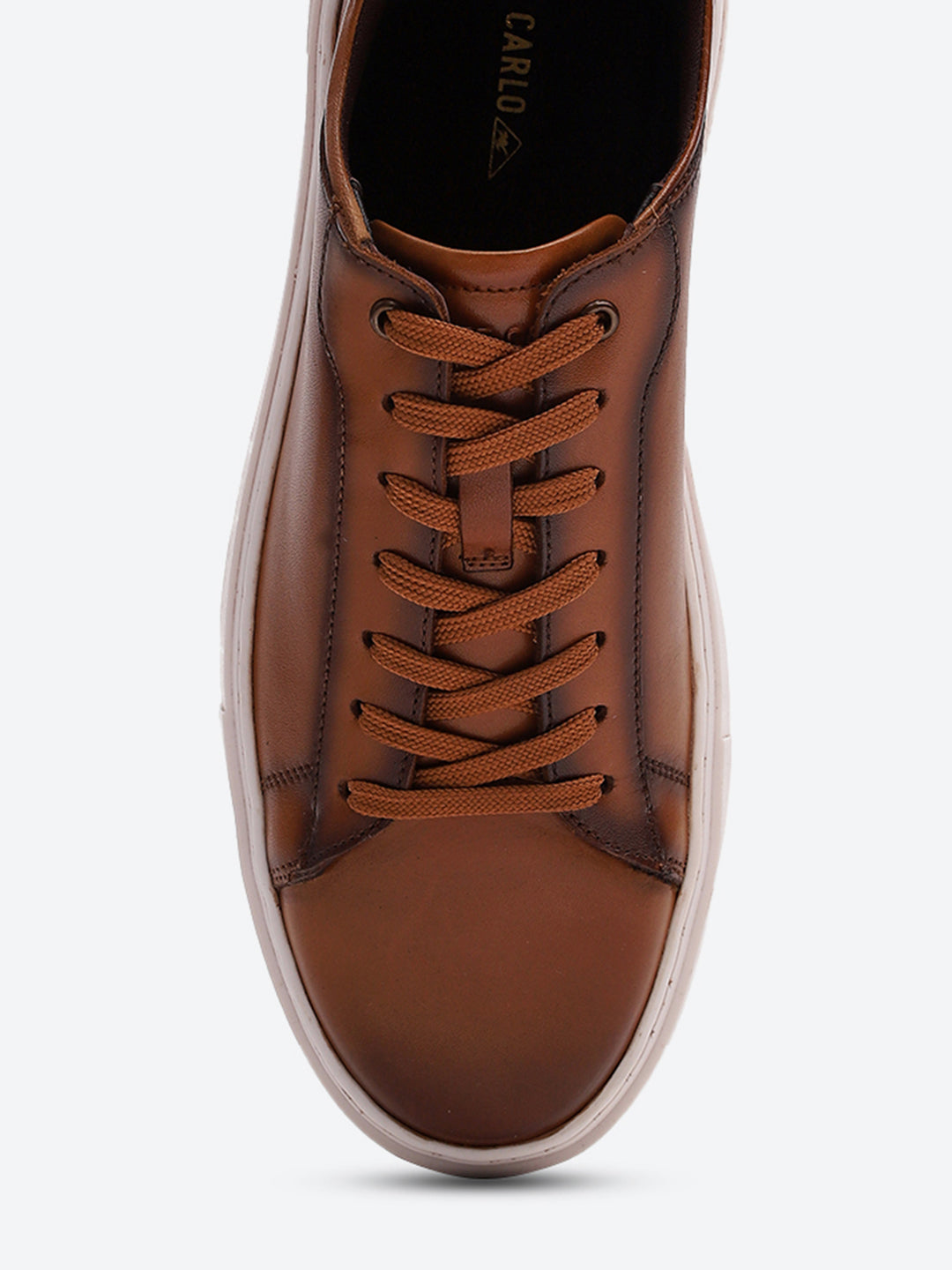 Men Tan Lace Up Genuine Leather Sneaker