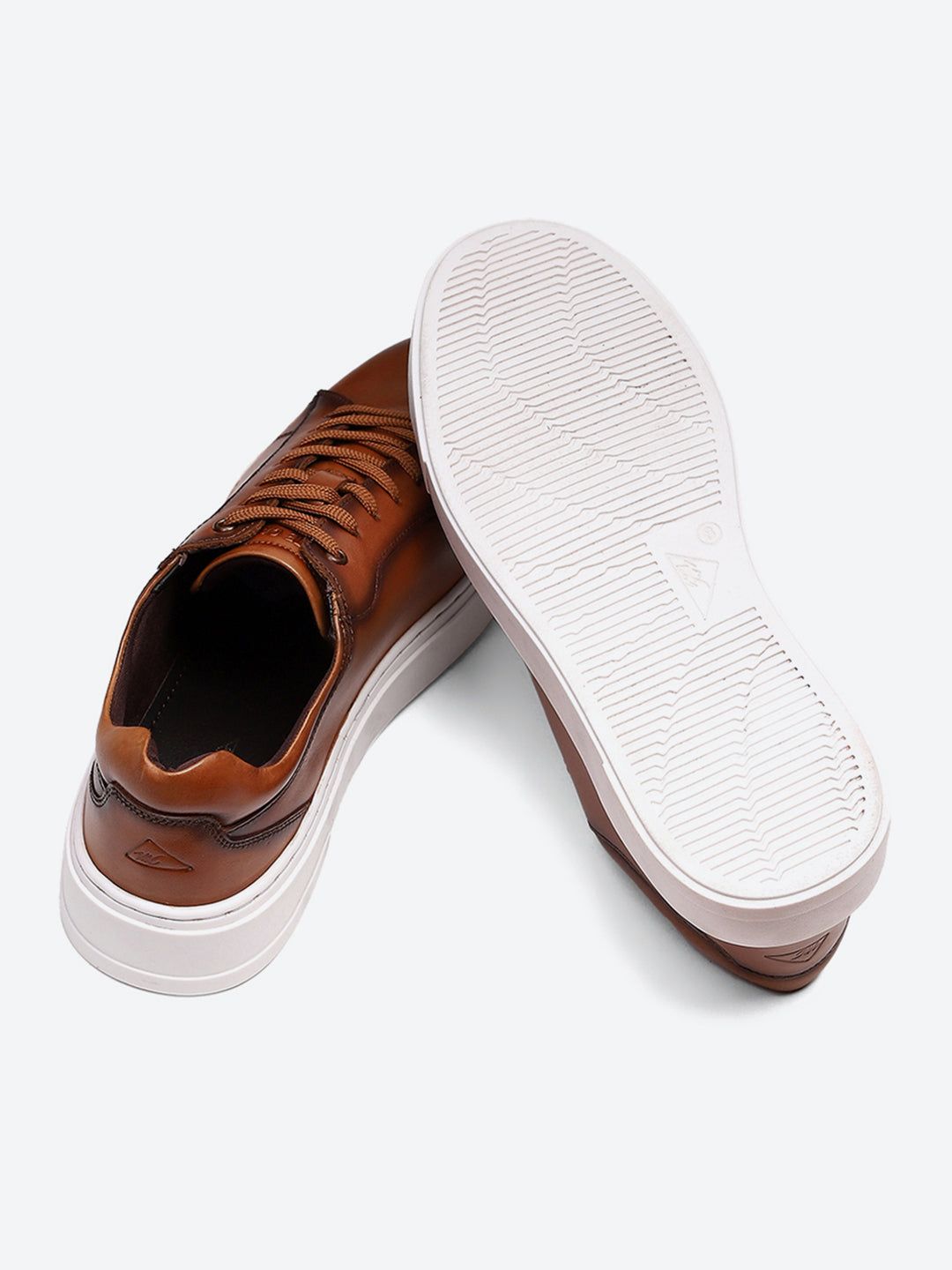Men Tan Lace Up Genuine Leather Sneaker