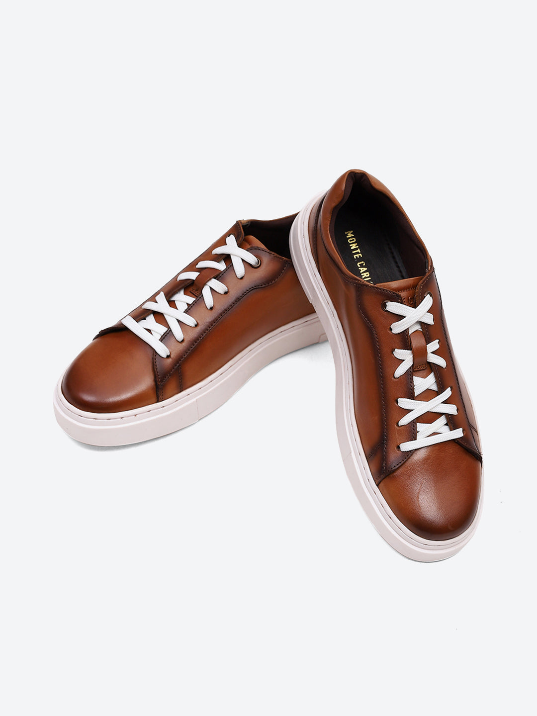 Men Tan Lace Up Genuine Leather Sneaker