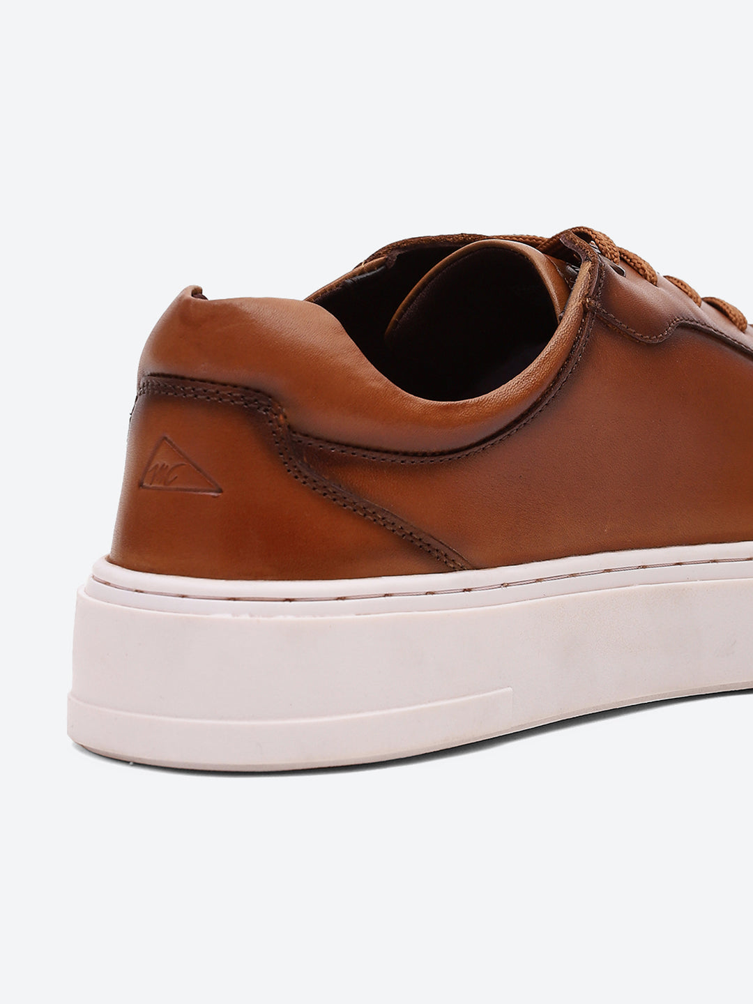 Men Tan Lace Up Genuine Leather Sneaker