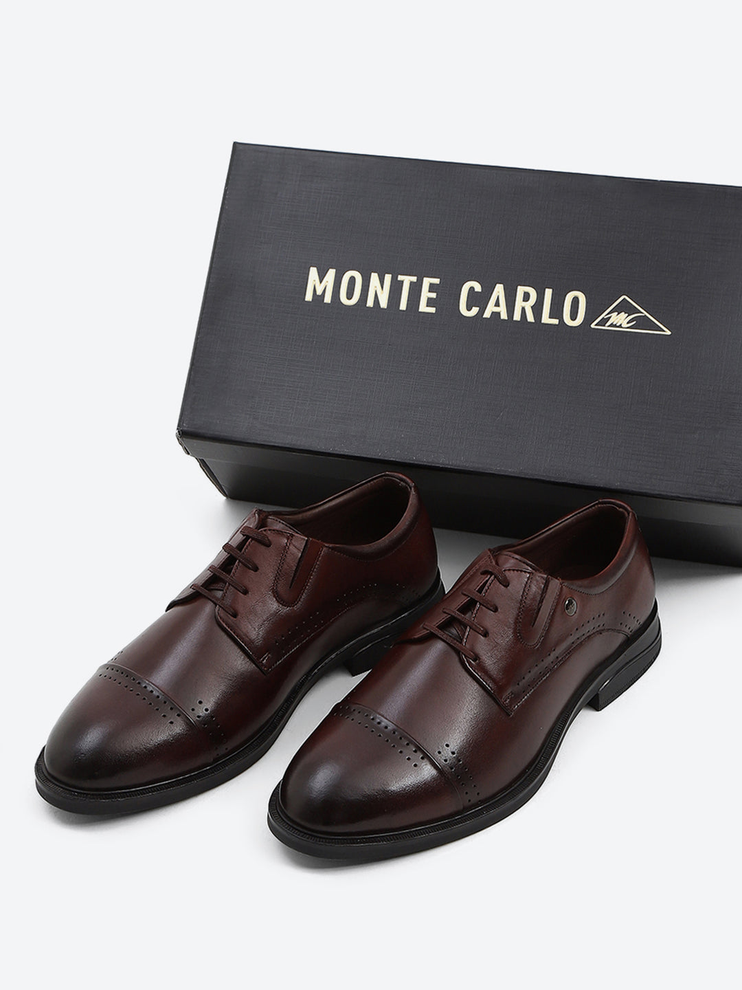 Men Brown Lace Up Genuine Leather Formal Derbys