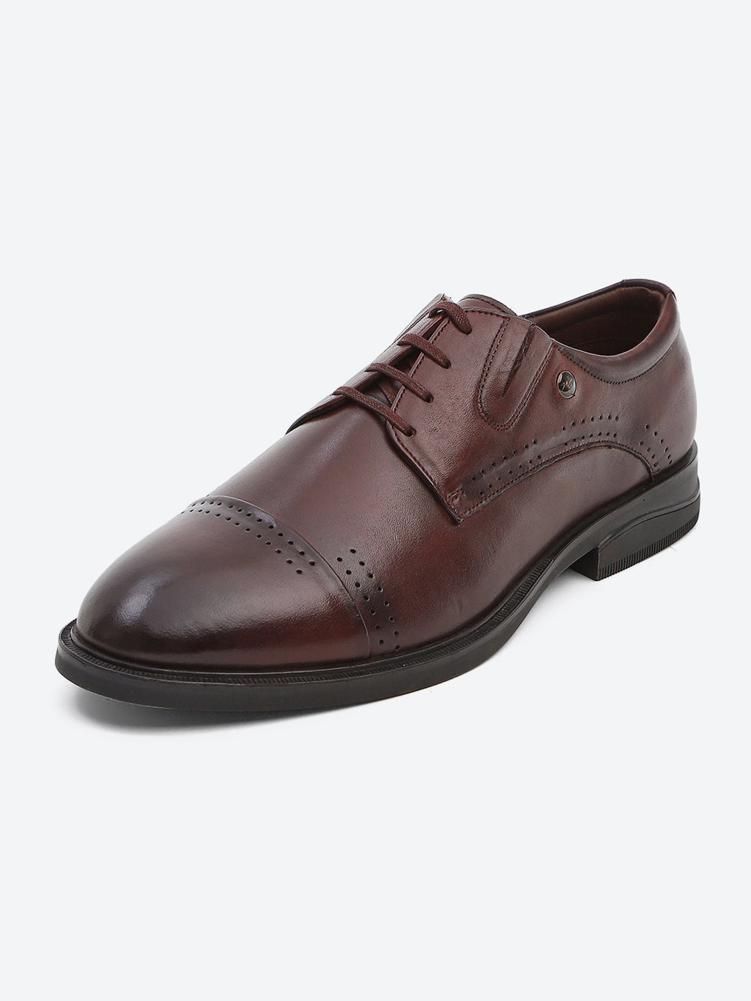 Men Brown Lace Up Genuine Leather Formal Derbys
