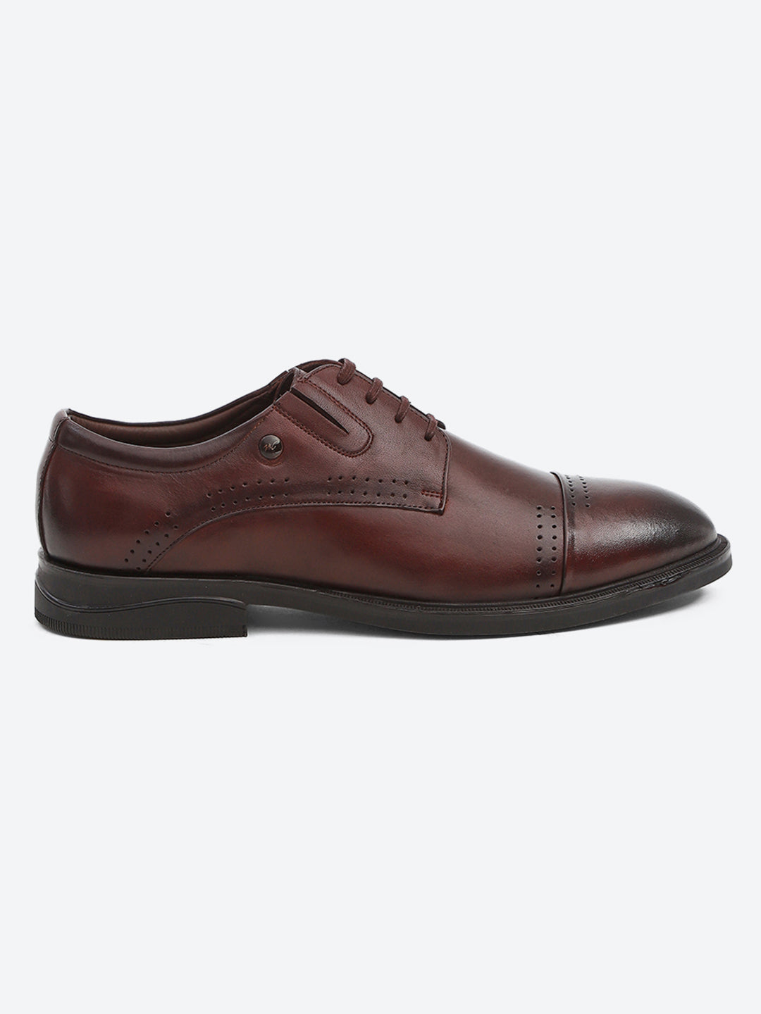 Men Brown Lace Up Genuine Leather Formal Derbys