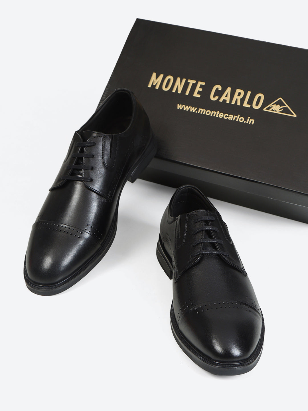 Monte Carlo Formal Derby Black Shoes for Men