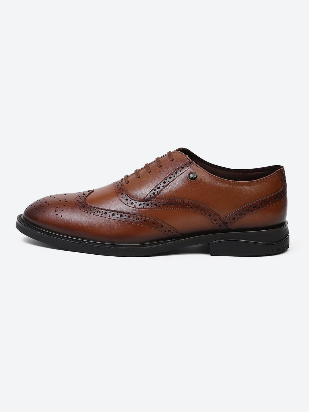Men Tan Lace Up Genuine Leather Formal Oxfords
