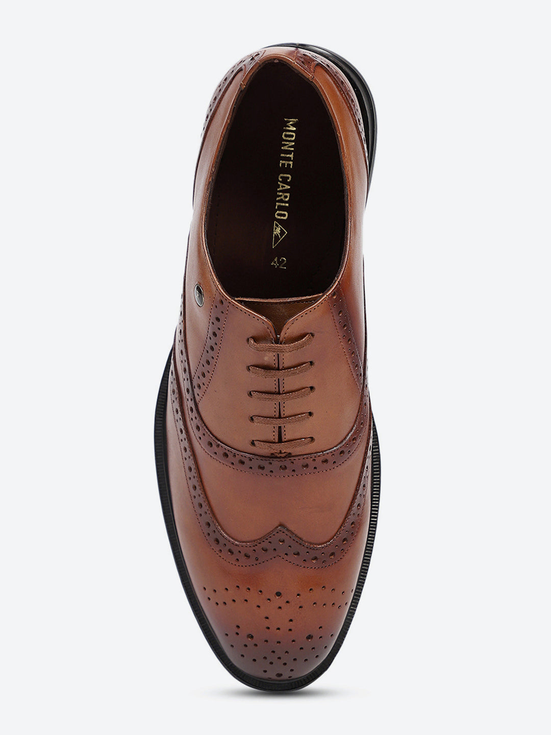 Men Tan Lace Up Genuine Leather Formal Oxfords