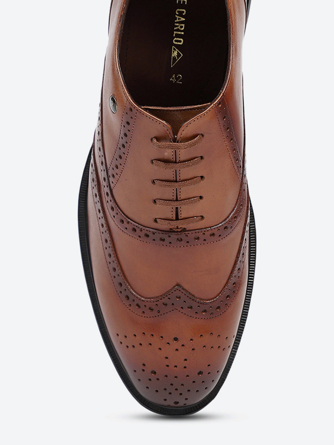 Men Tan Lace Up Genuine Leather Formal Oxfords