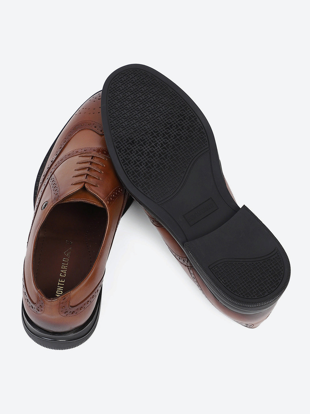 Men Tan Lace Up Genuine Leather Formal Oxfords