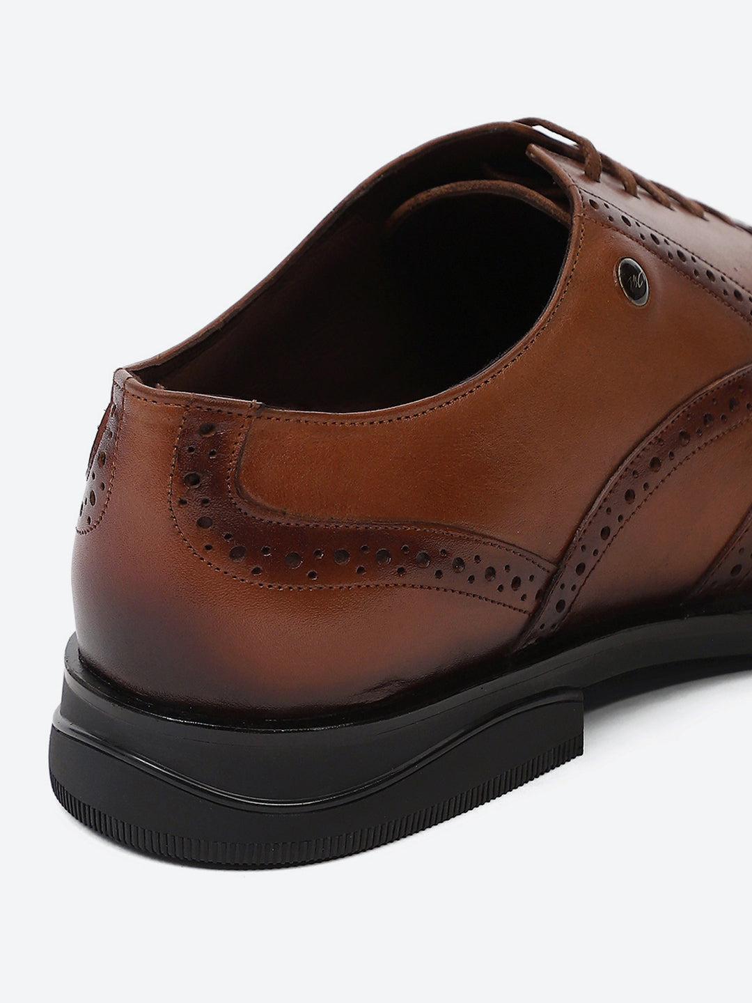 Men Tan Lace Up Genuine Leather Formal Oxfords