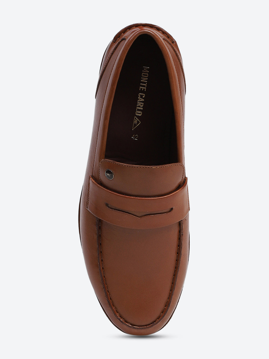 Men Tan Slip on Genuine Leather Penny Loafers