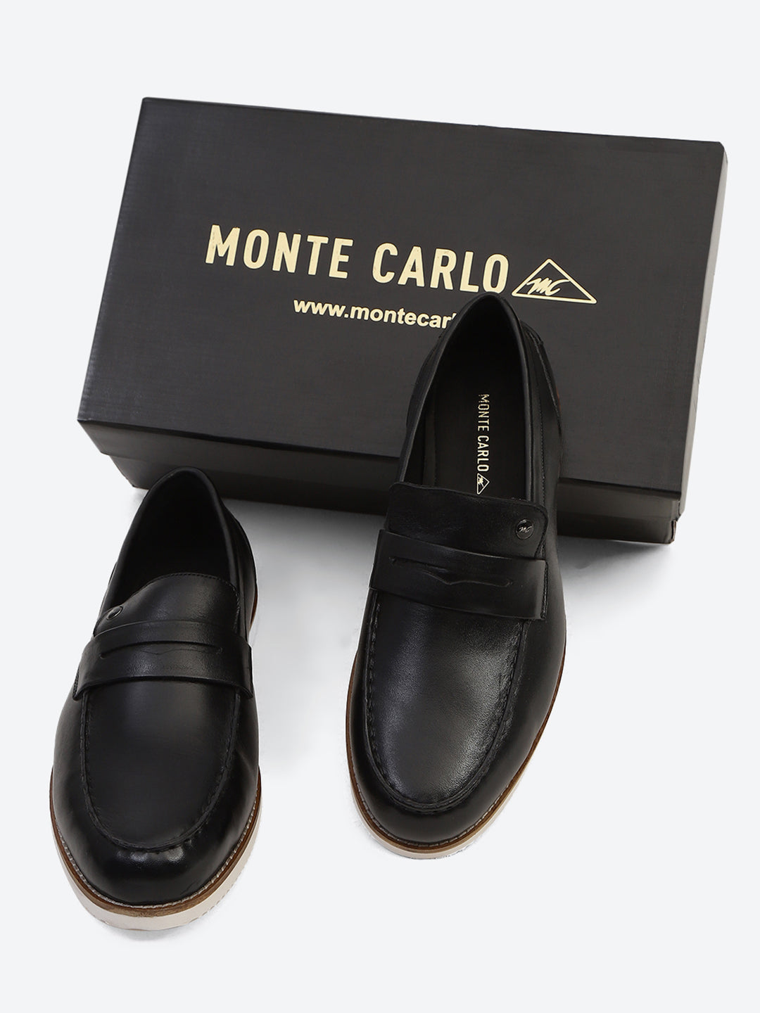 Men Black Slip on Genuine Leather Penny Loafers