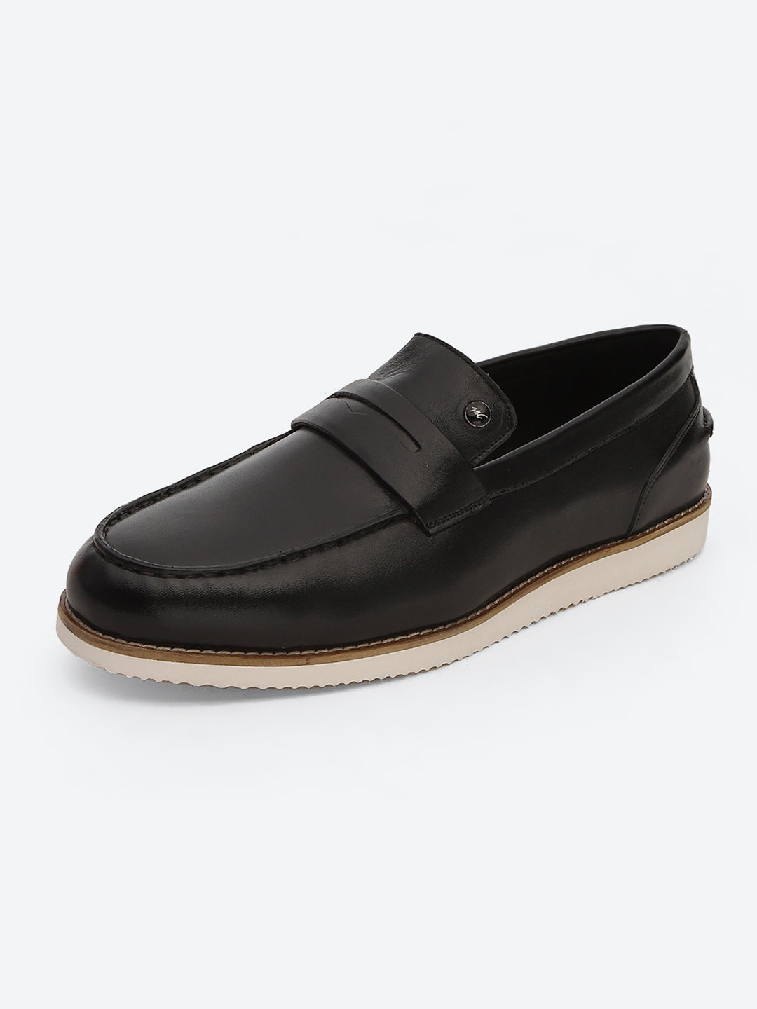 Men Black Slip on Genuine Leather Penny Loafers
