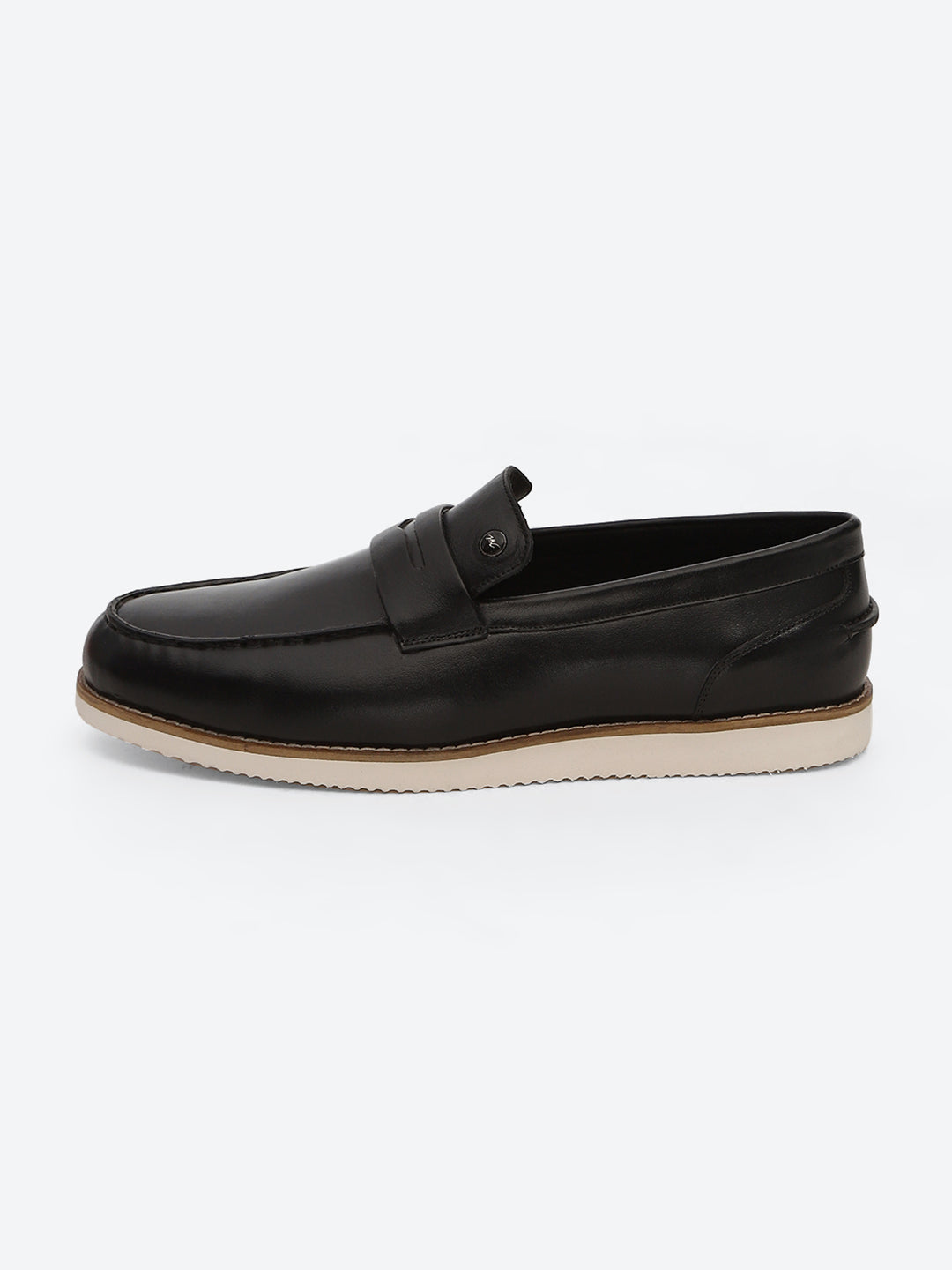 Men Black Slip on Genuine Leather Penny Loafers