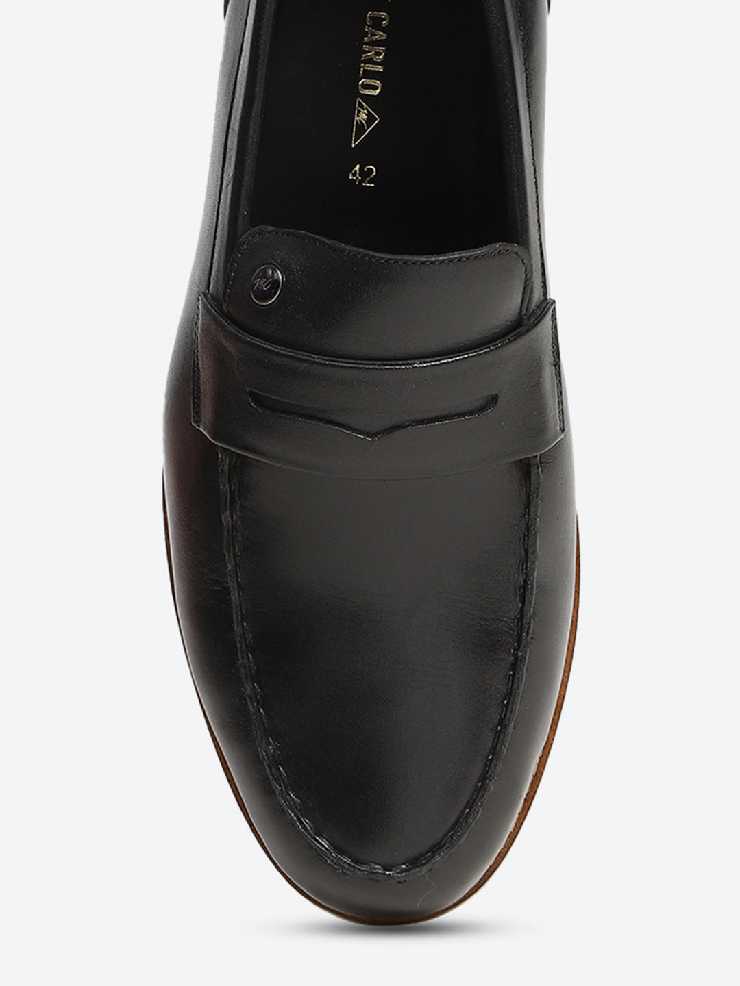 Men Black Slip on Genuine Leather Penny Loafers