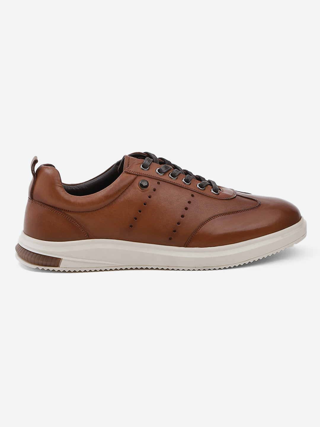 Men Tan Lace Up Genuine Leather Casual Shoes