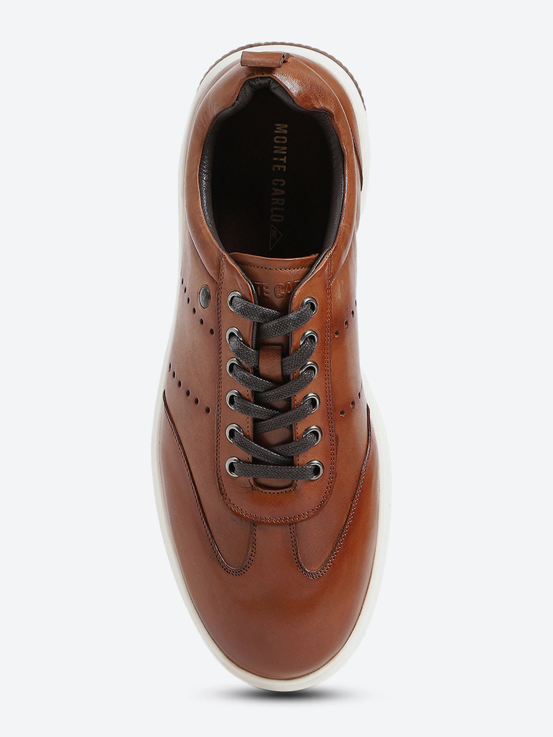 Men Tan Lace Up Genuine Leather Casual Shoes