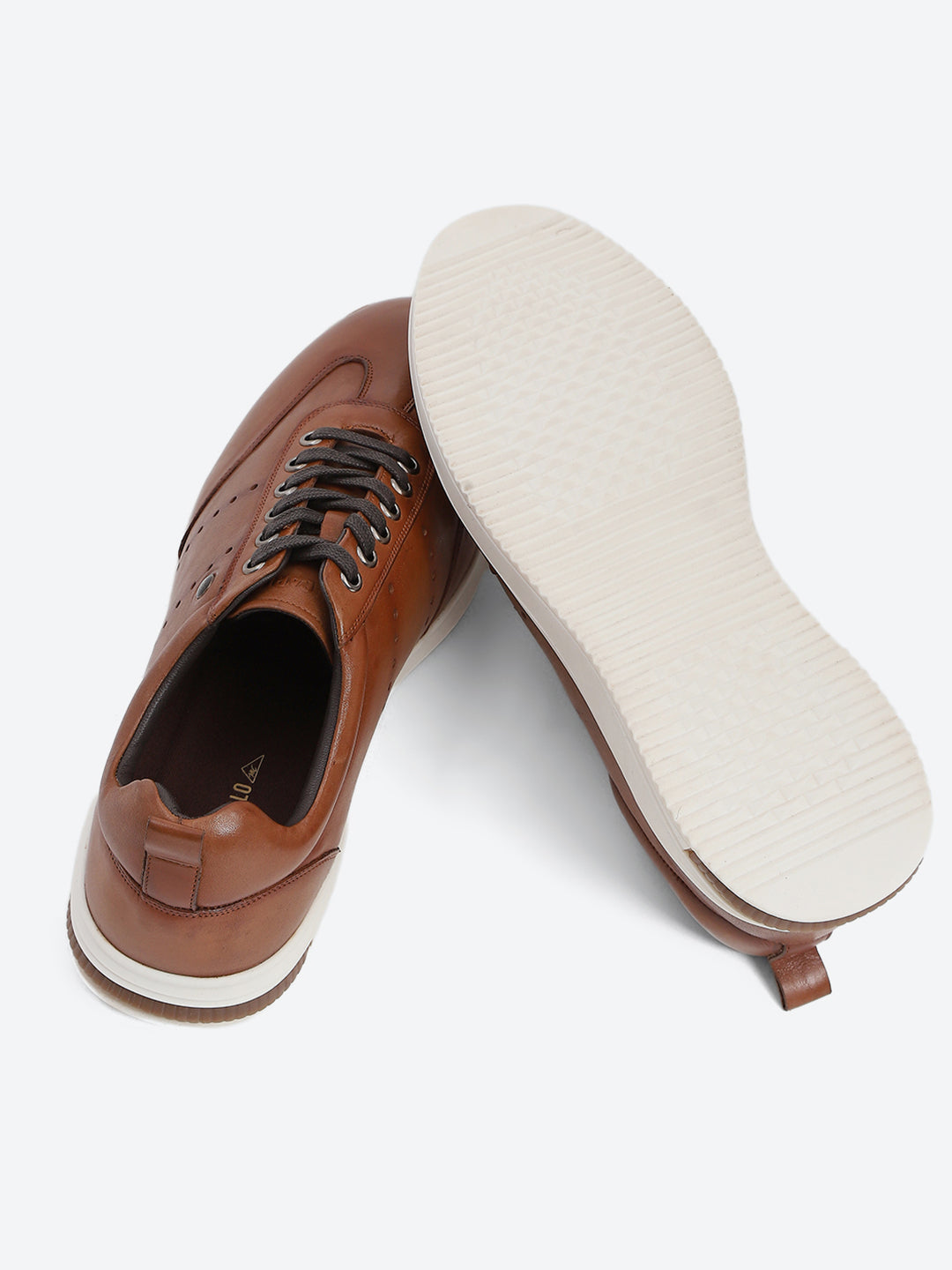Men Tan Lace Up Genuine Leather Casual Shoes