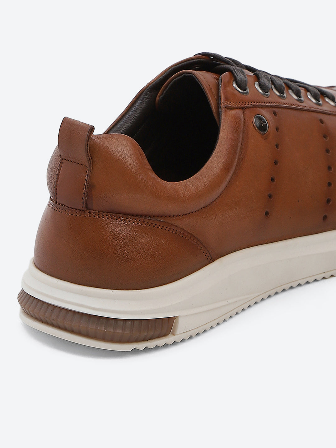 Men Tan Lace Up Genuine Leather Casual Shoes