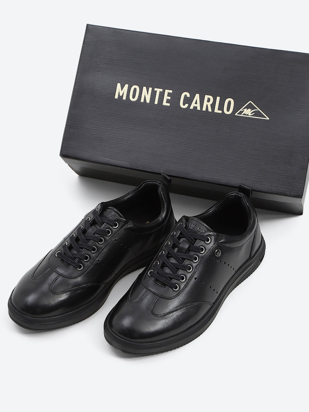 Men Black Lace Up Genuine Leather Casual Shoes