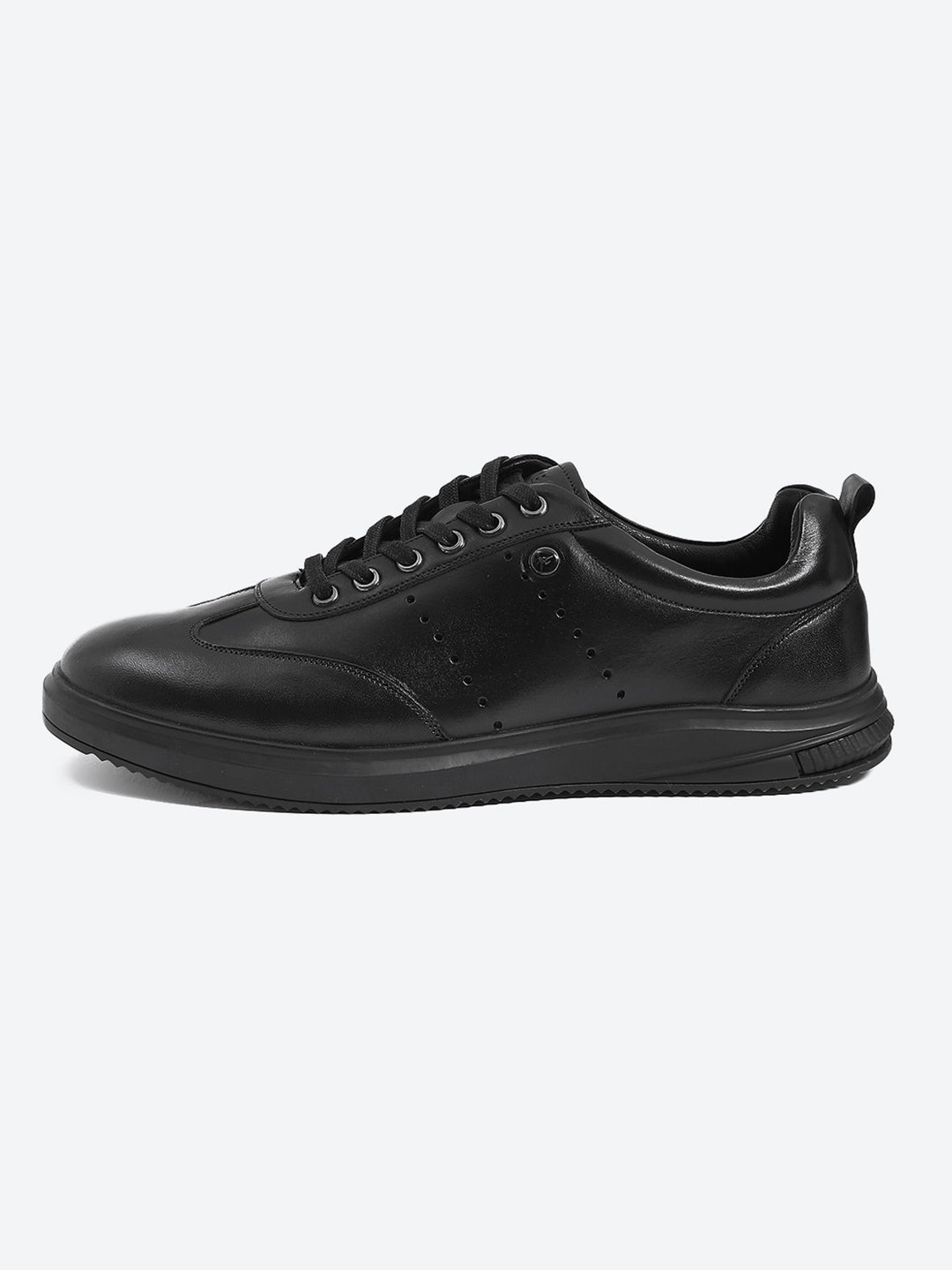 Men Black Lace Up Genuine Leather Casual Shoes